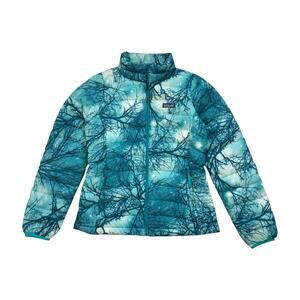Patagonia Down Puffer Jacket Size XL 14 Girls Blue Duck Puffy Sweater Full Zip